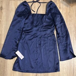 Wild Fable Blue Sheath Dress with Bishop Sleeves